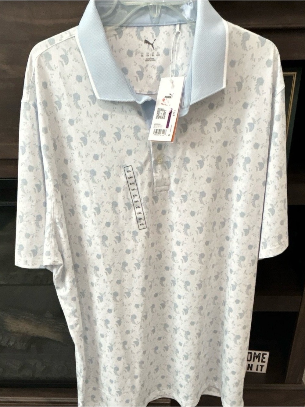 NWT Puma Golf MATTR Ornamental Polo Mens XXL Light Blue Floral 632252-01